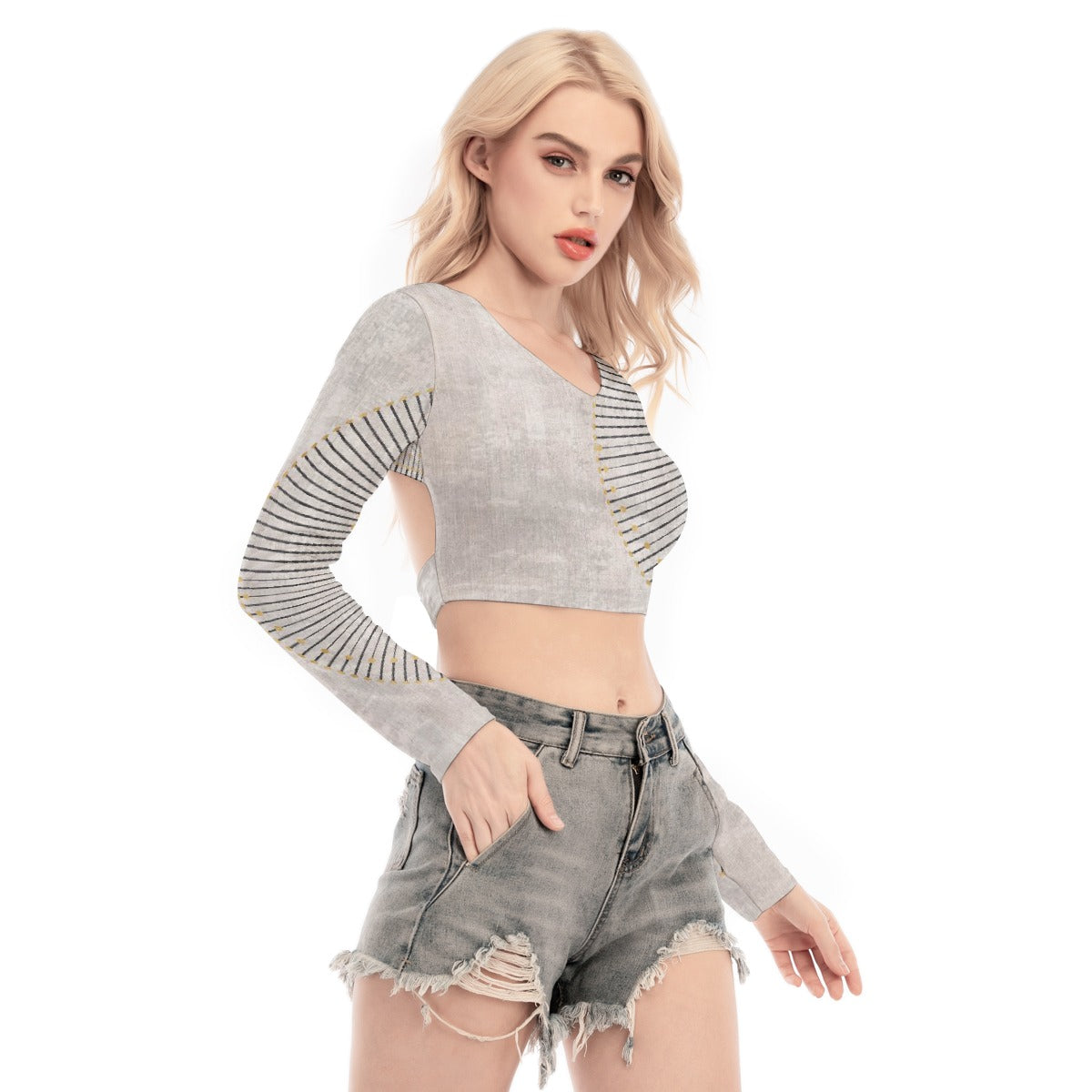 All-Over Print Women's Back Hollow T-shirt With Strap