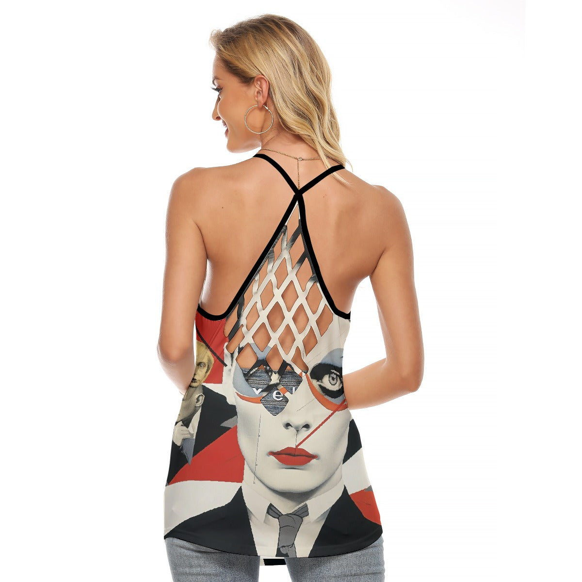 All-Over Print Women's Criss-Cross Open Back Tank Top