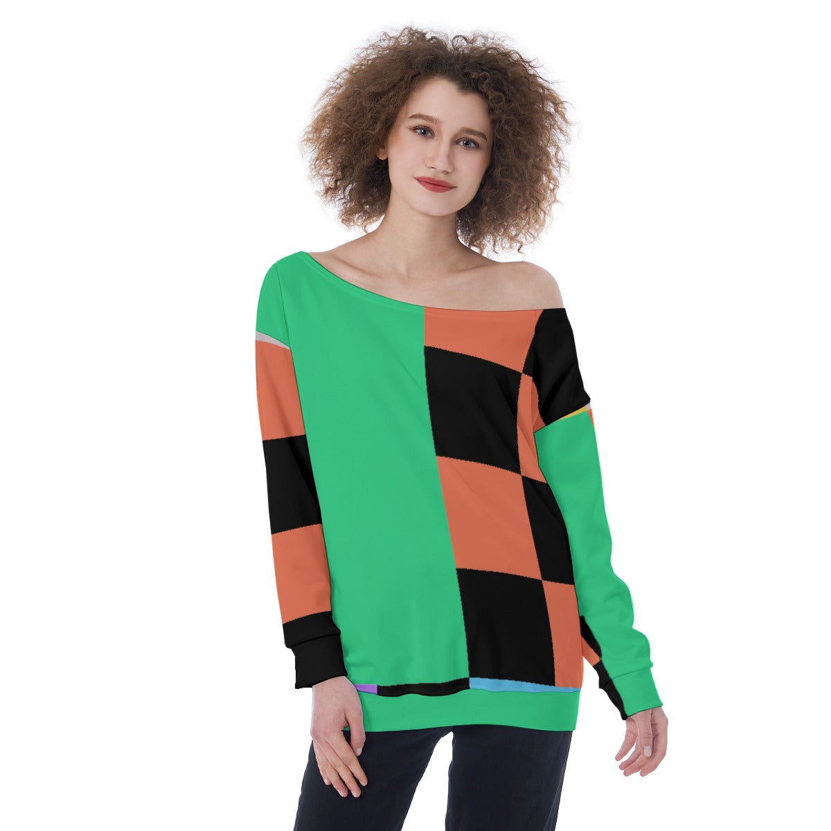 All-Over Print Oversized Women's Off-Shoulder Sweatshirt