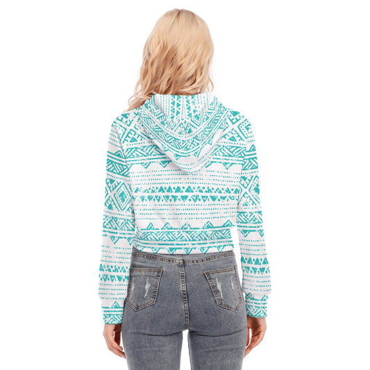 All-Over Print Women's Crop Top Hoodie With Zipper Closure