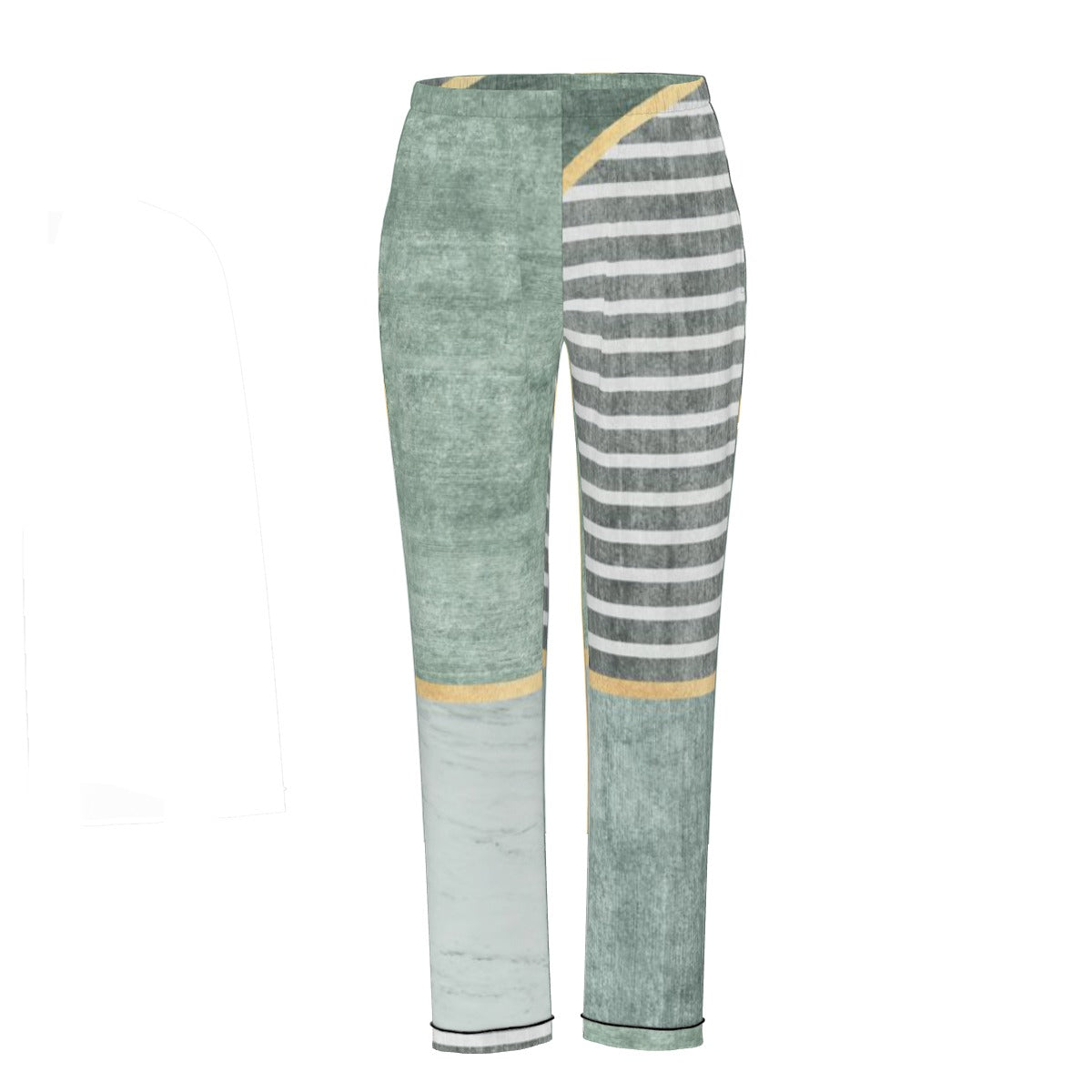 All-Over Print Women's Long Sleeve Pajama Set With Black Contrast Piping