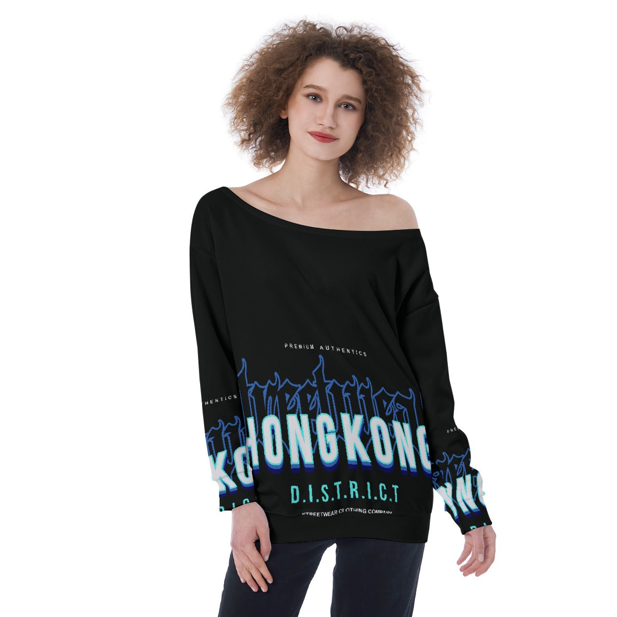 All-Over Print Oversized Women's Off-Shoulder Sweatshirt