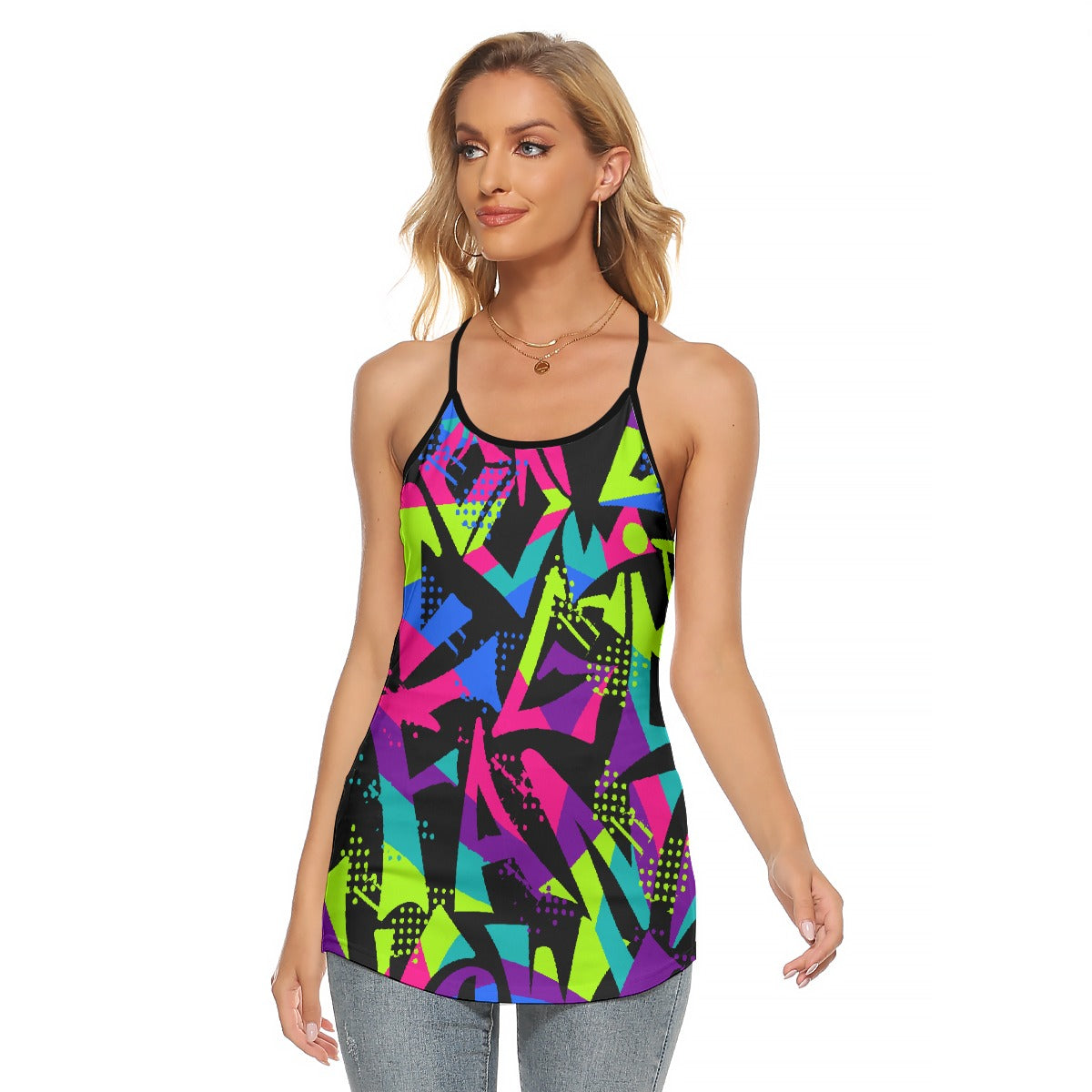 All-Over Print Women's Criss-Cross Open Back Tank Top