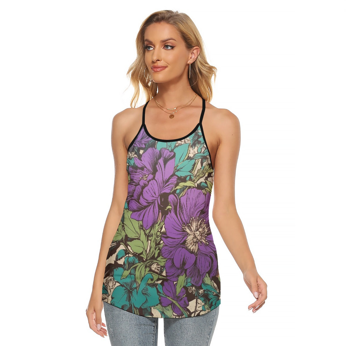 All-Over Print Women's Criss-Cross Open Back Tank Top