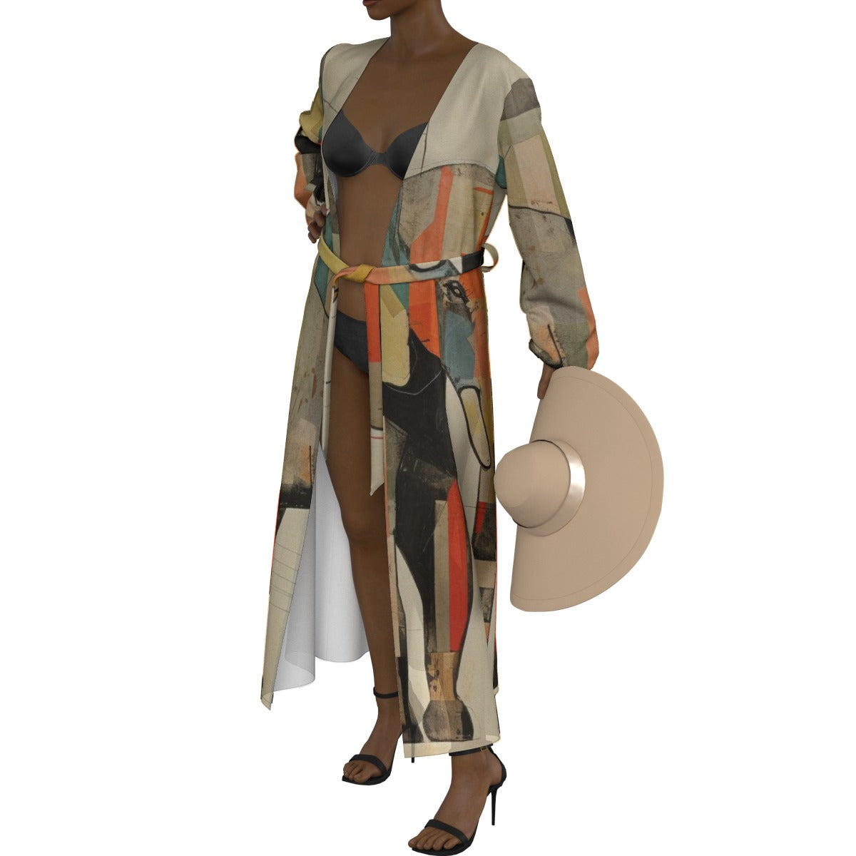 All-Over Print Women's Lace-up Chiffon Robe