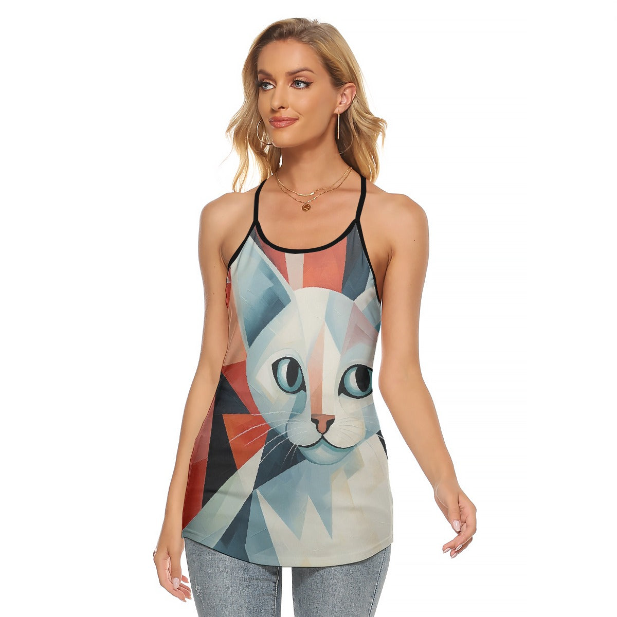 All-Over Print Women's Criss-Cross Open Back Tank Top