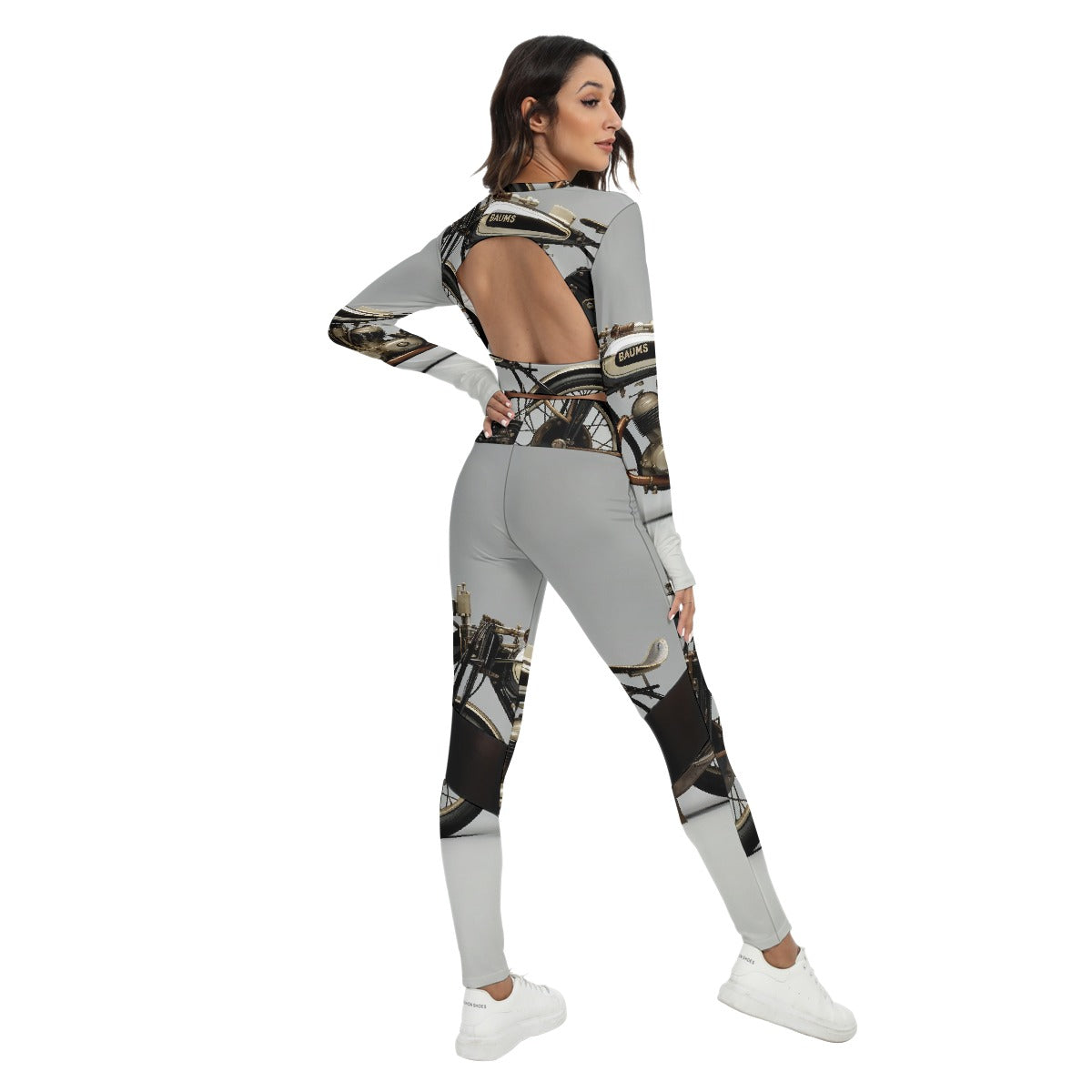 All-Over Print Women's Sport Set With Backless Top And Leggings