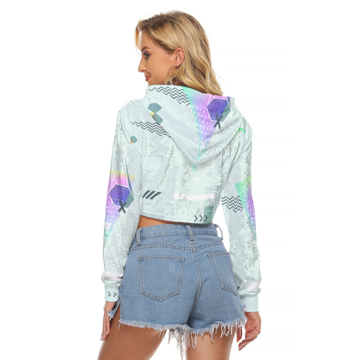 All-Over Print Women's Crop Top Hoodie|Velvet
