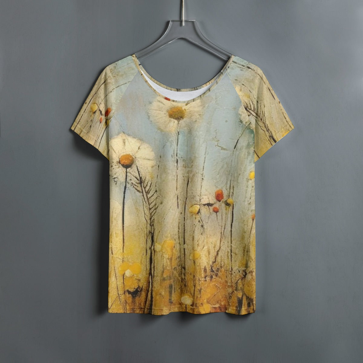 All-Over Print Women's Round Neck T-shirt With Raglan Sleeve
