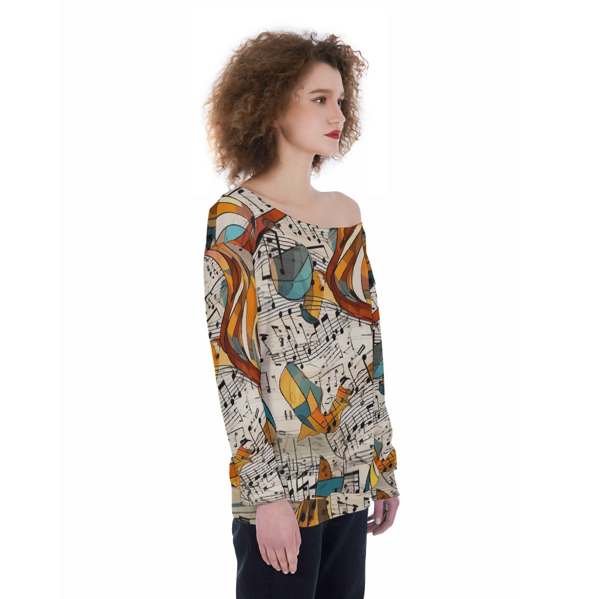 All-Over Print Oversized Women's Off-Shoulder Sweatshirt