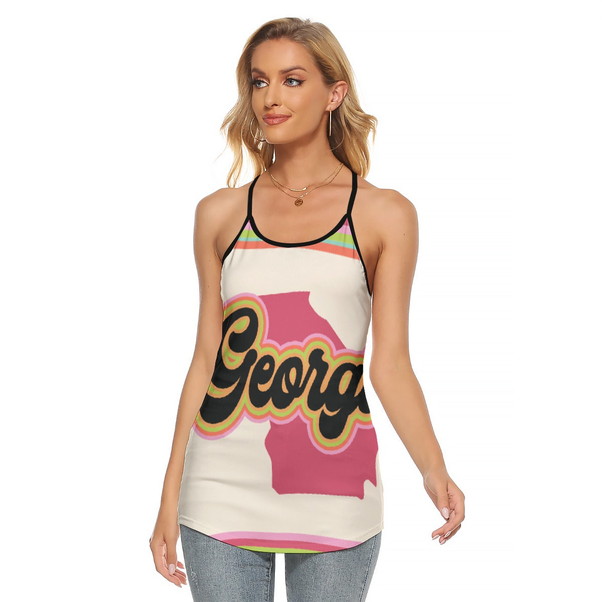 All-Over Print Women's Criss-Cross Open Back Tank Top