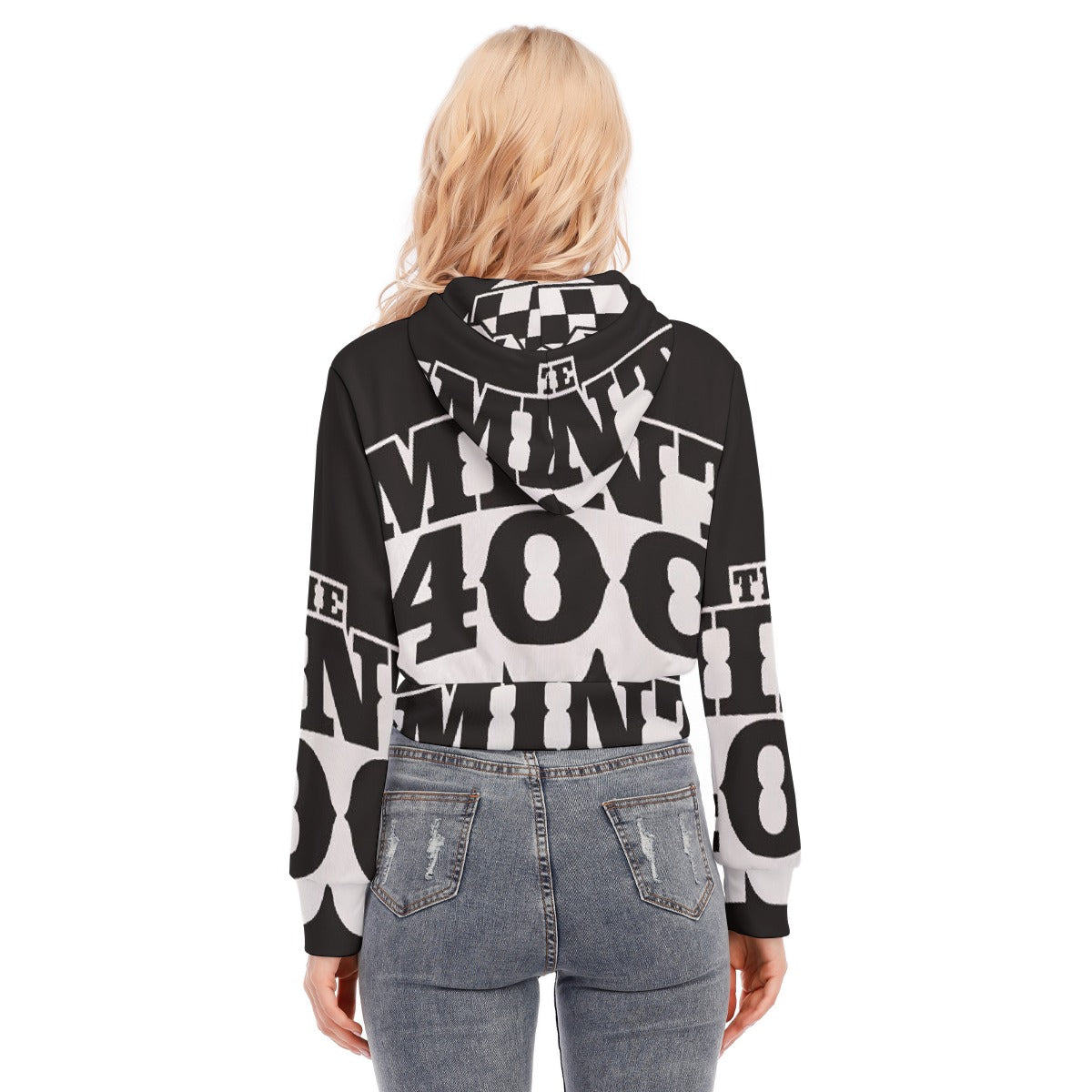 All-Over Print Women's Crop Top Hoodie With Zipper Closure