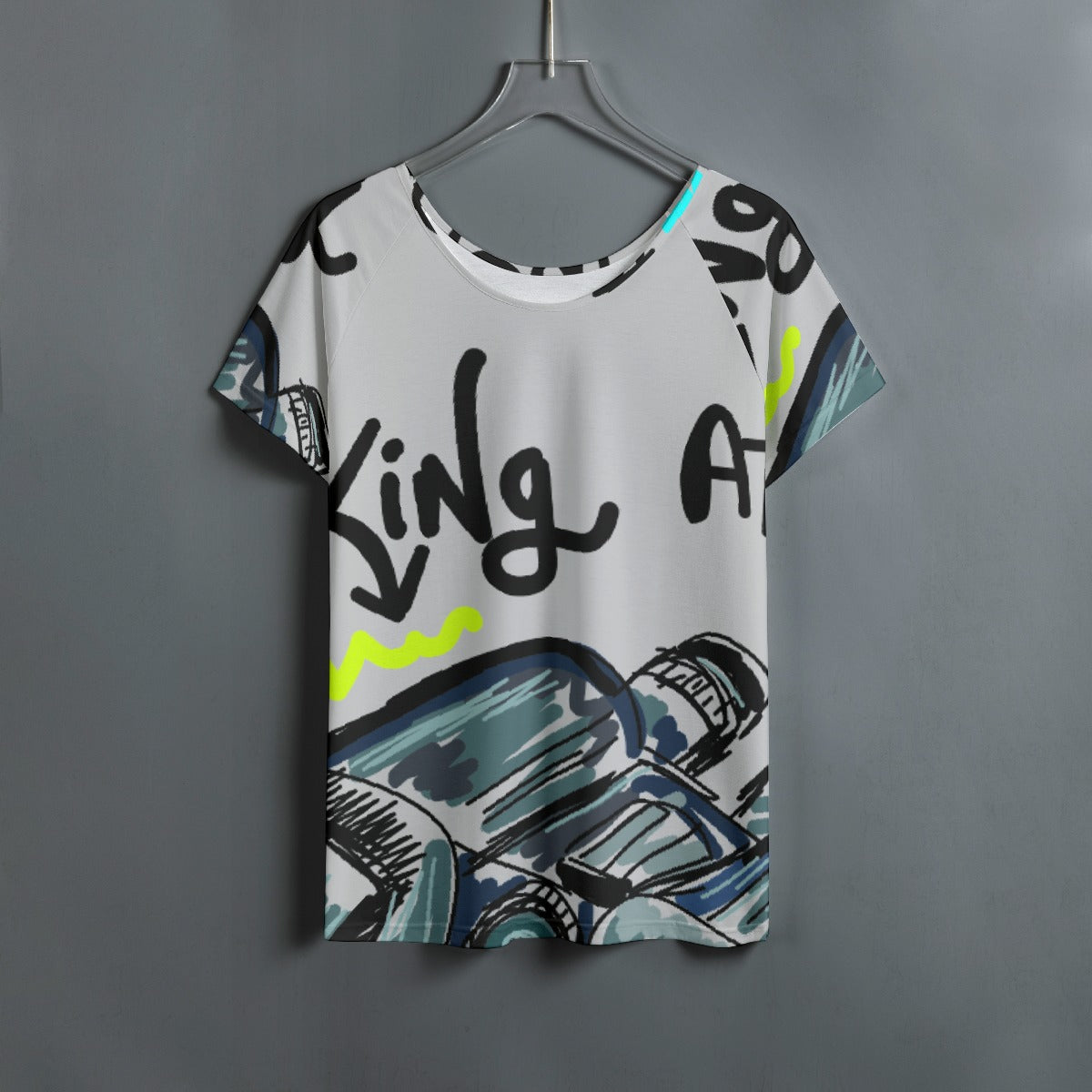 All-Over Print Women's Round Neck T-shirt With Raglan Sleeve