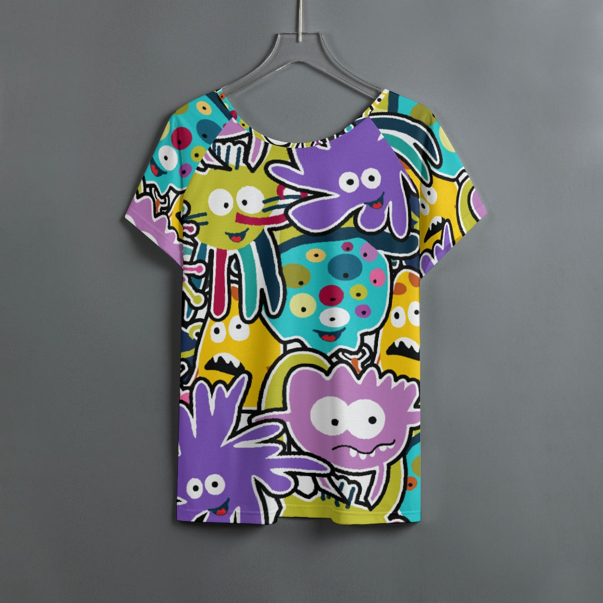All-Over Print Women's Round Neck T-shirt With Raglan Sleeve