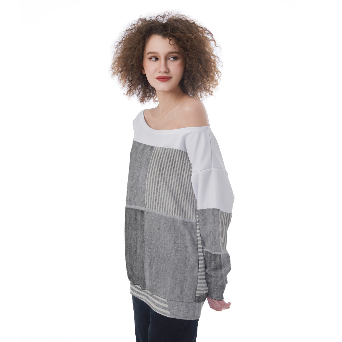 All-Over Print Oversized Women's Off-Shoulder Sweatshirt