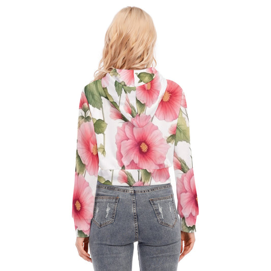 All-Over Print Women's Crop Top Hoodie With Zipper Closure