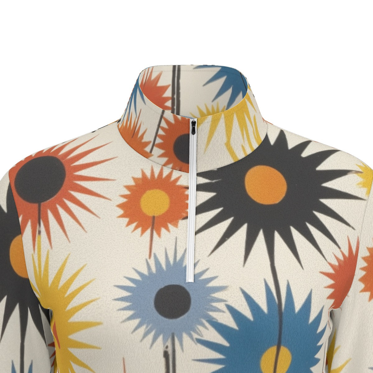 All-Over Print Women's Sports Collar Jersey With Long Sleeve