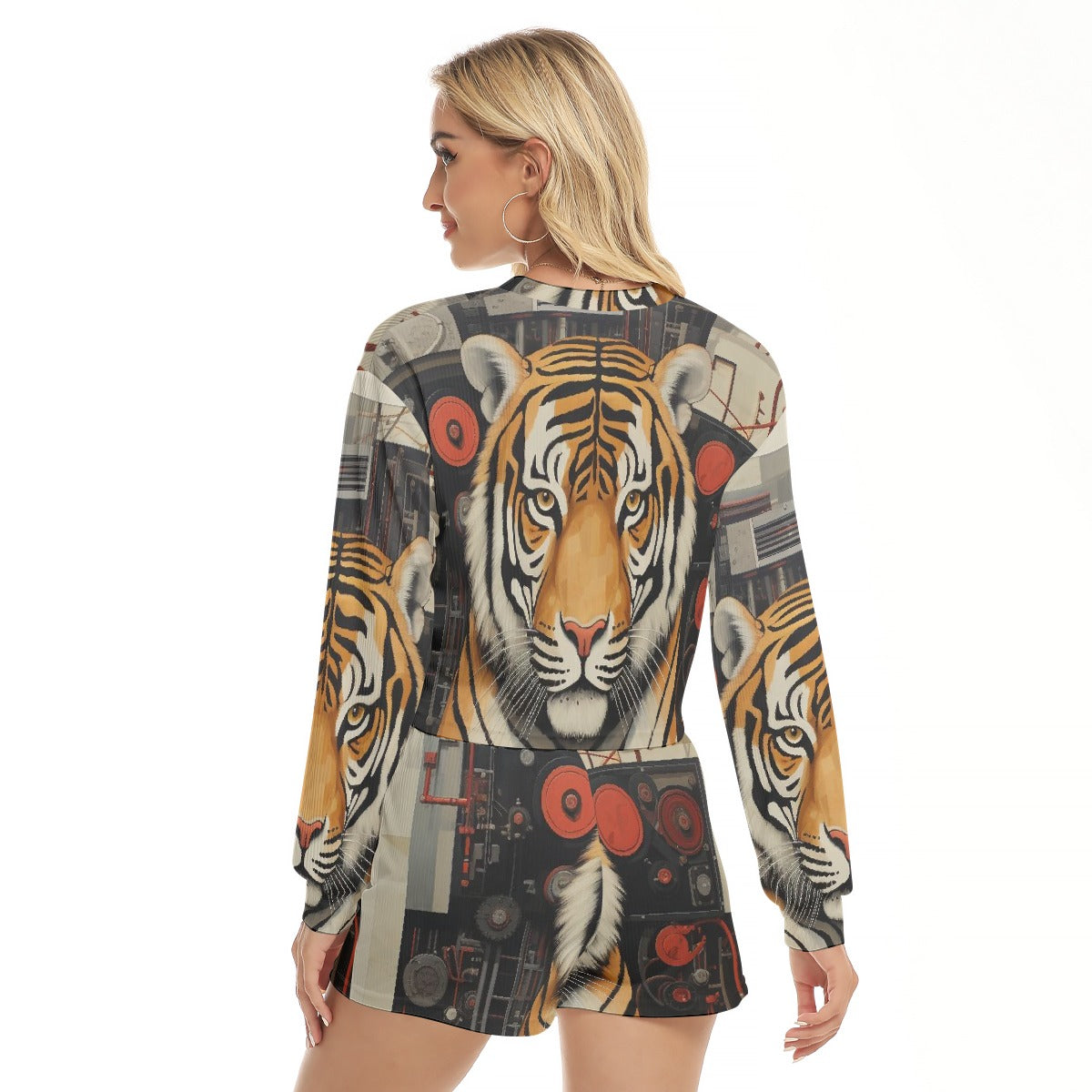 All-Over Print Women's Short Sweatshirt And Pants Suit