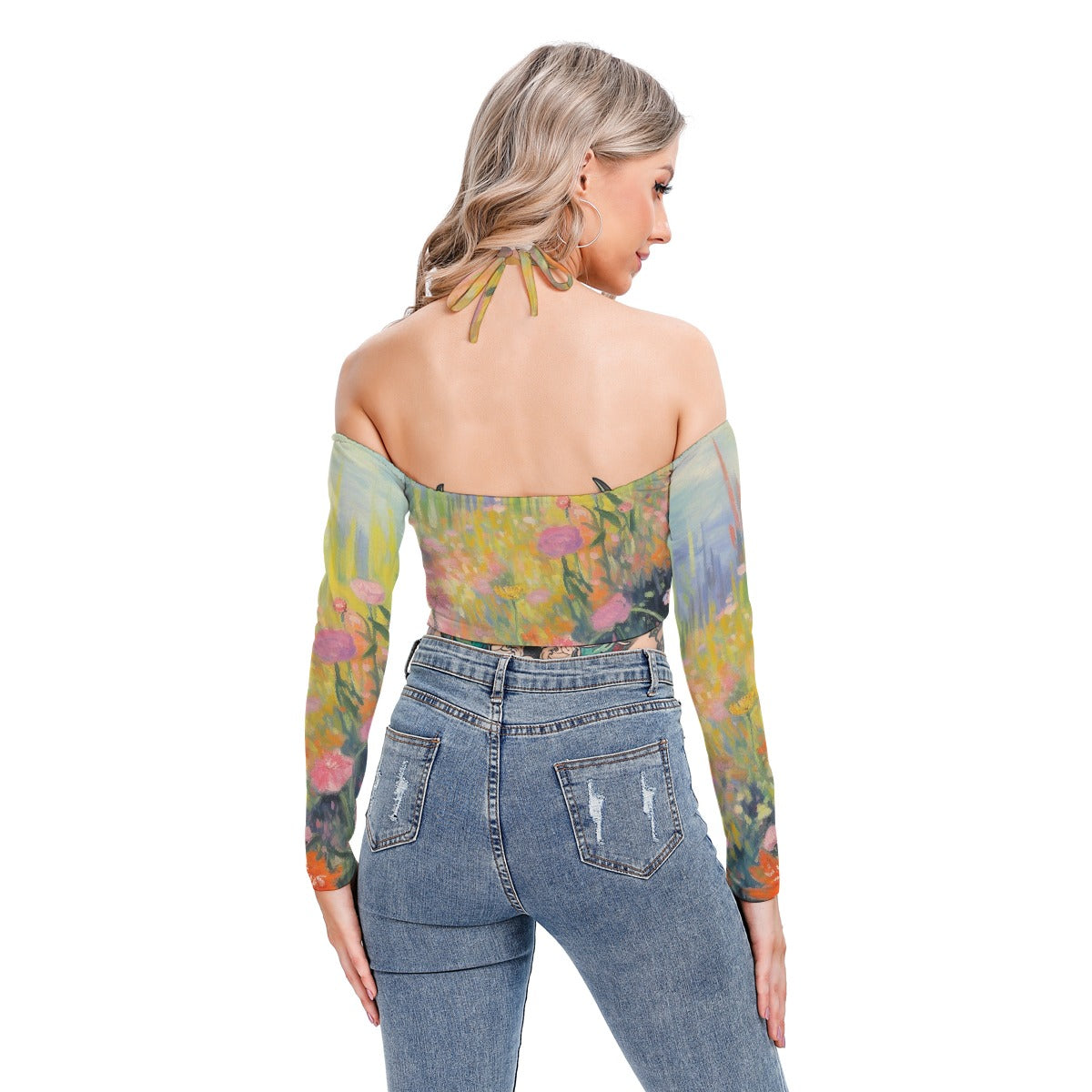 All-Over Print Women's Halter Lace-up Top