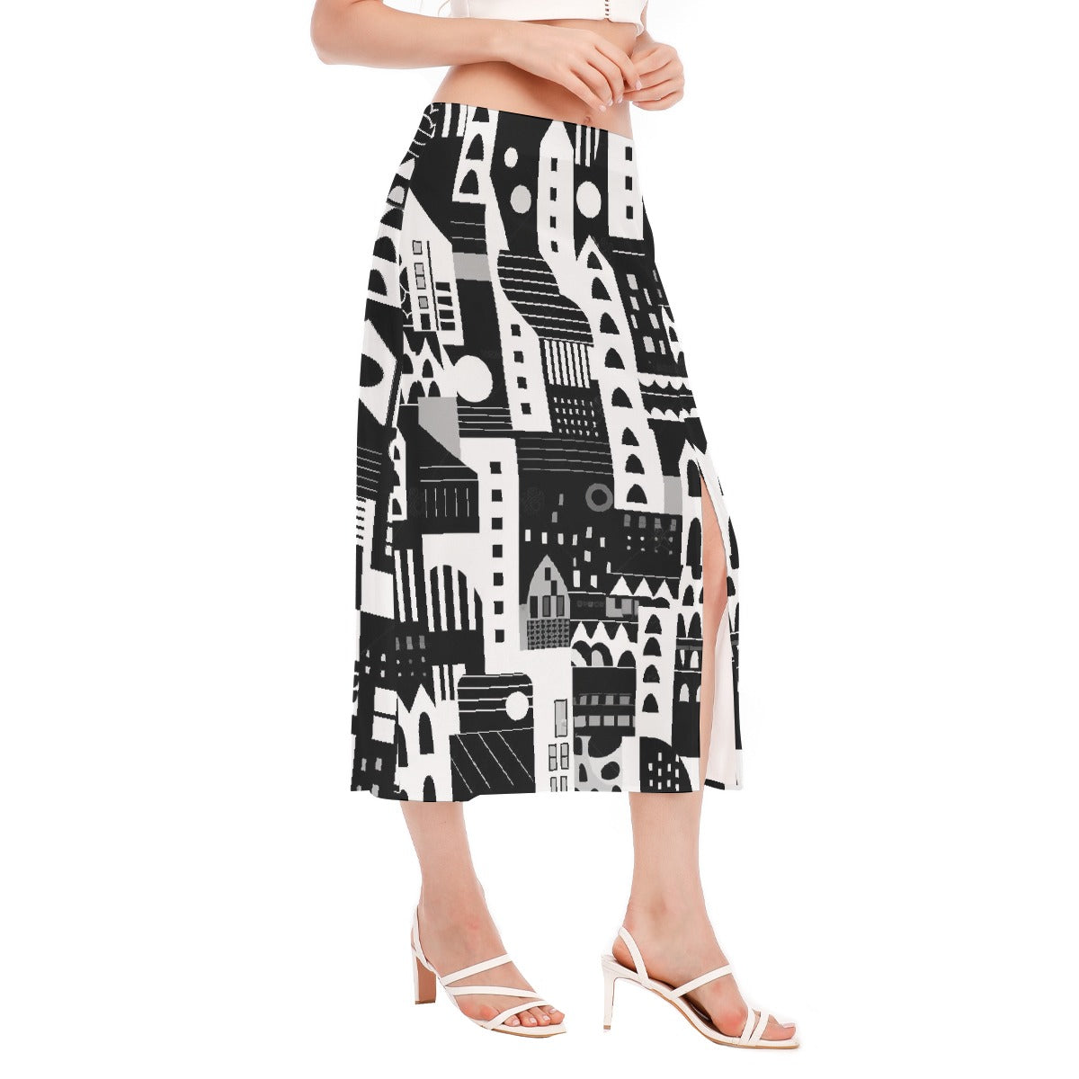 All-Over Print Women's High Slit Long Skirt