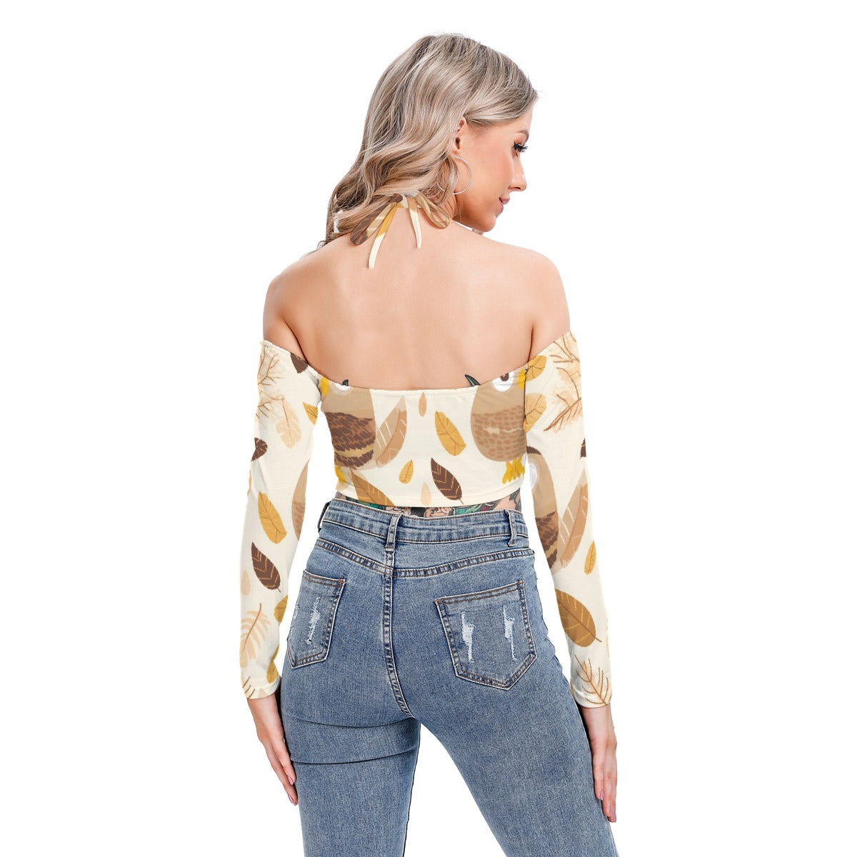 All-Over Print Women's Halter Lace-up Top