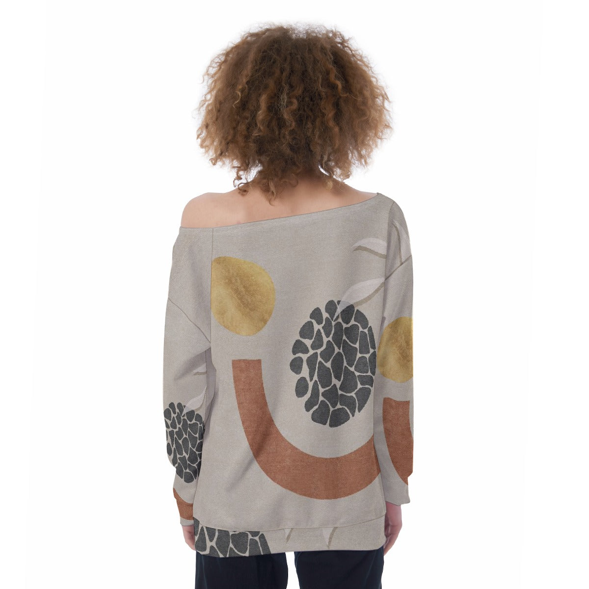 All-Over Print Oversized Women's Off-Shoulder Sweatshirt