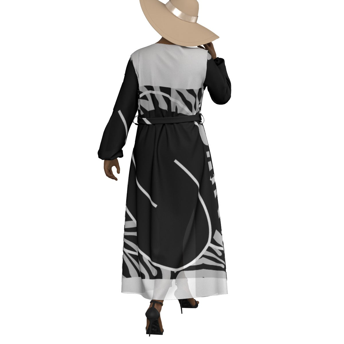 All-Over Print Women's Lace-up Chiffon Robe