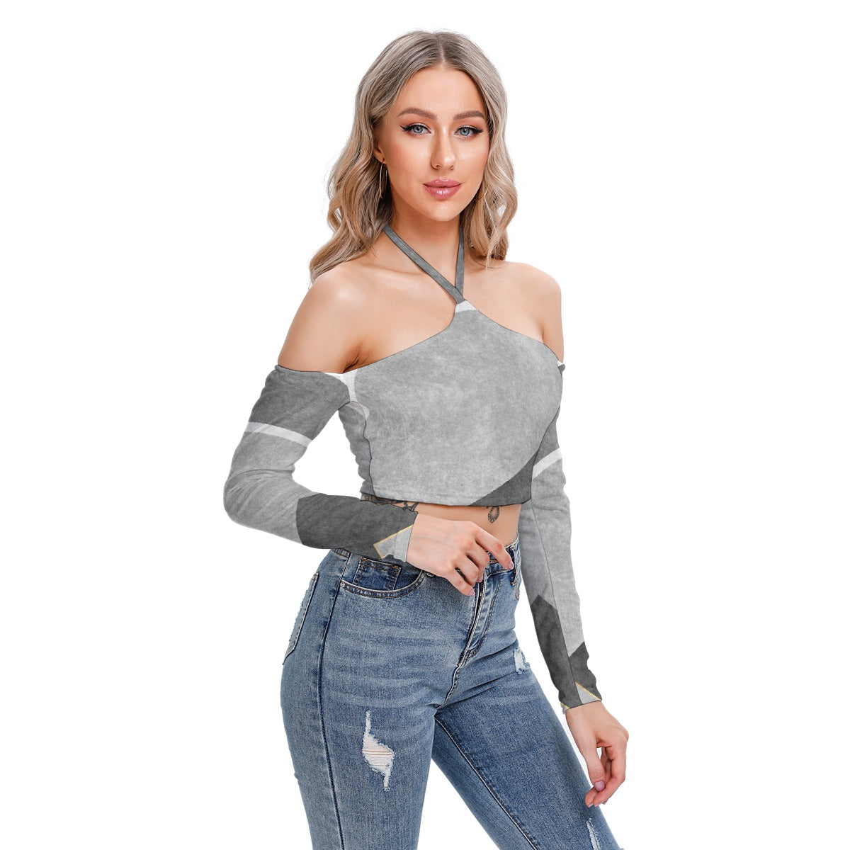 All-Over Print Women's Halter Lace-up Top