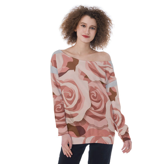 All-Over Print Oversized Women's Off-Shoulder Sweatshirt