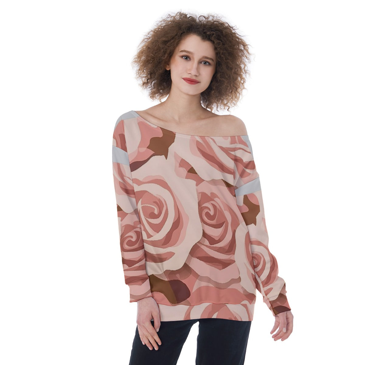All-Over Print Oversized Women's Off-Shoulder Sweatshirt