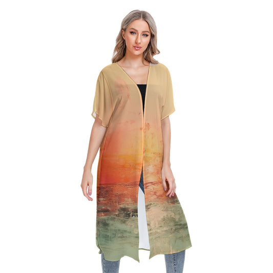 All-Over Print Women's Short Sleeve Cardigan