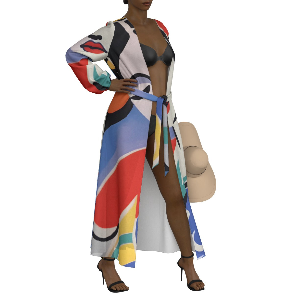 All-Over Print Women's Lace-up Chiffon Robe