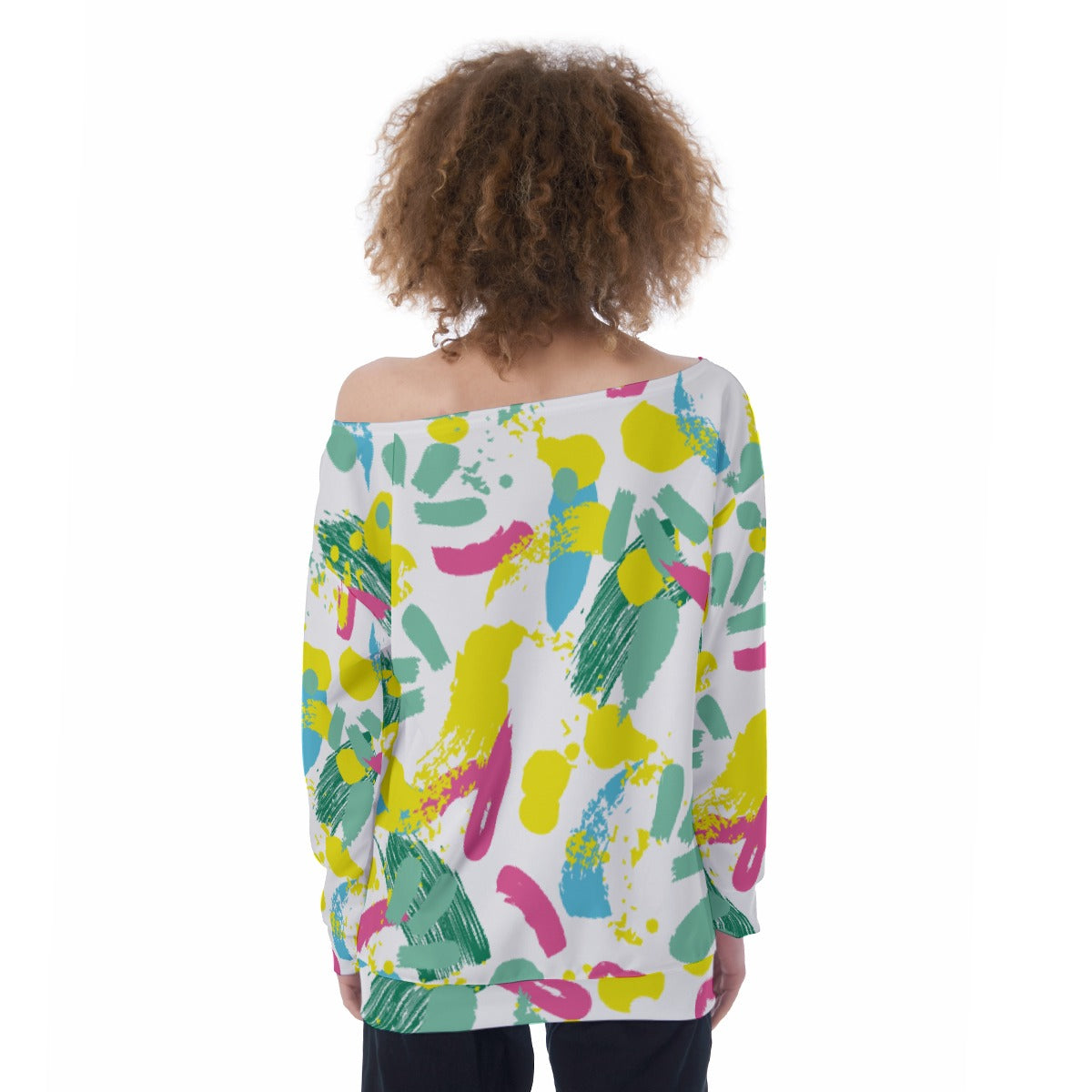 All-Over Print Oversized Women's Off-Shoulder Sweatshirt