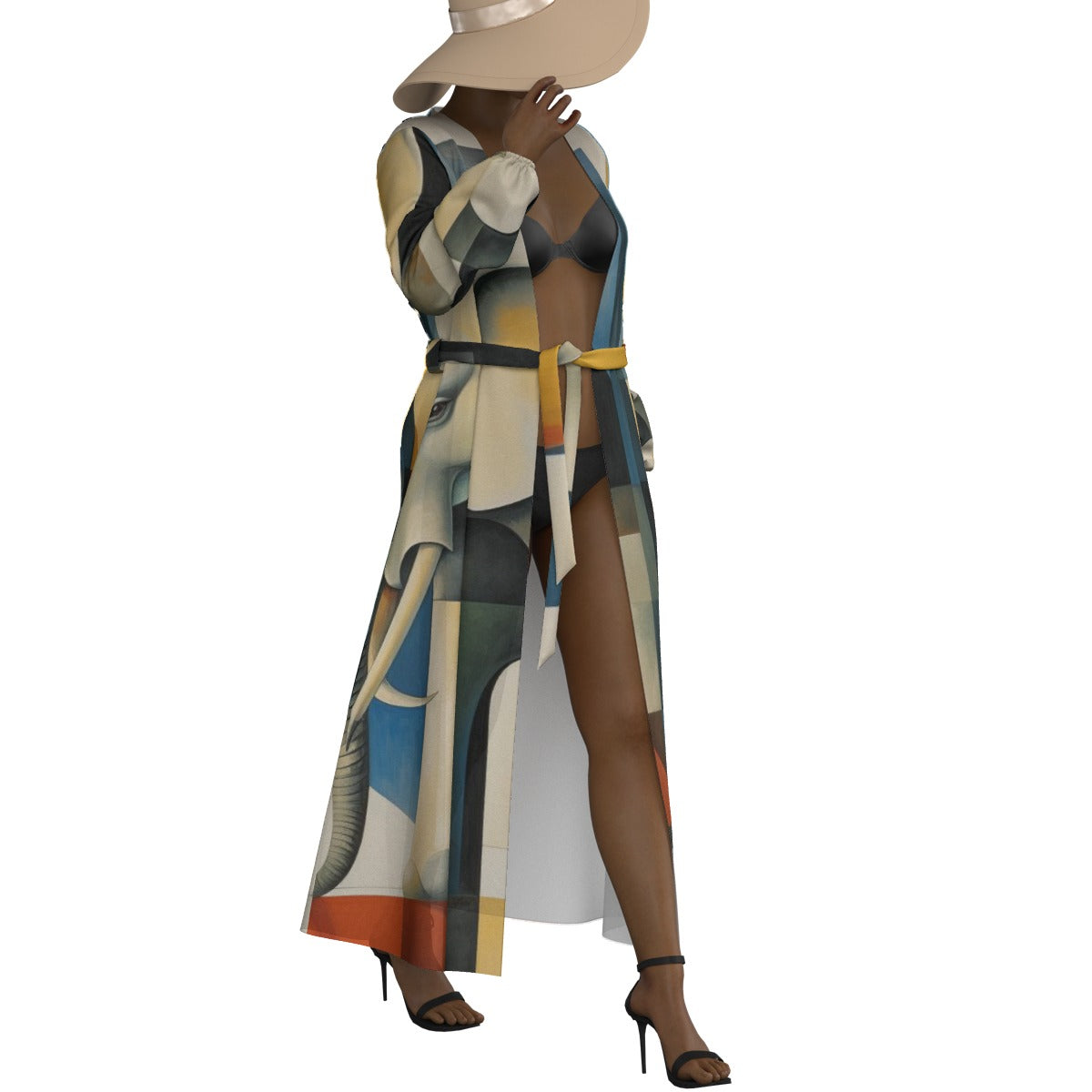 All-Over Print Women's Lace-up Chiffon Robe