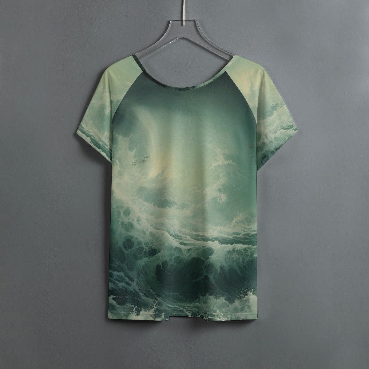 All-Over Print Women's Round Neck T-shirt With Raglan Sleeve
