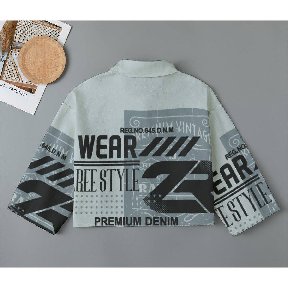 All-Over Print Women's Cropped Jacket | 245GSM Cotton