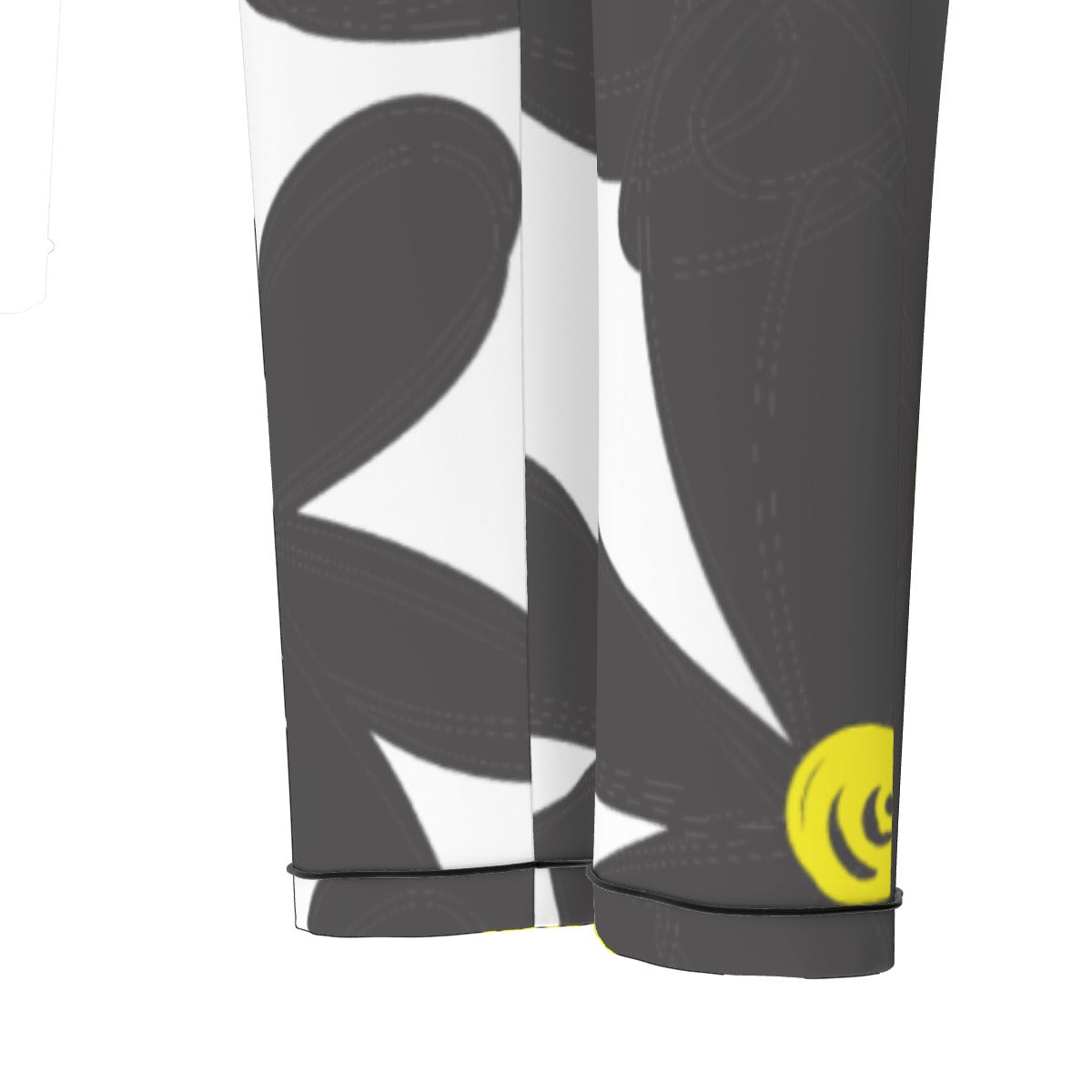 All-Over Print Women's Long Sleeve Pajama Set With Black Contrast Piping