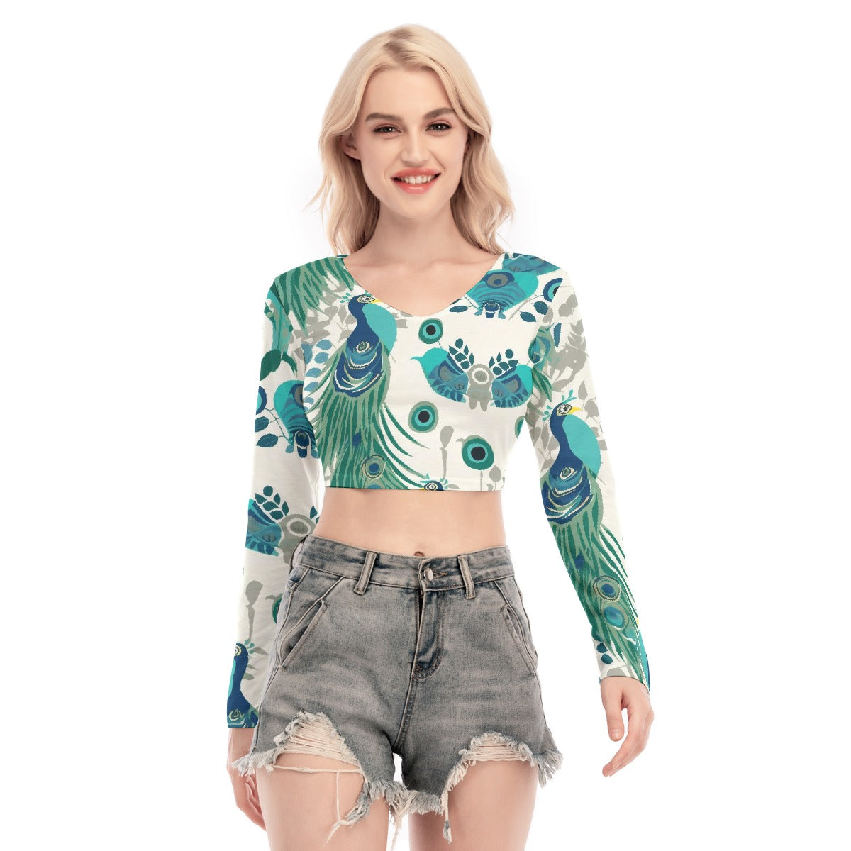 All-Over Print Women's Back Hollow T-shirt With Strap