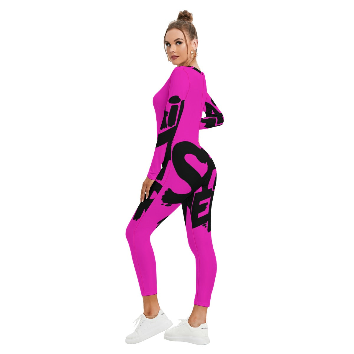 All-Over Print Women's Plunging Neck Jumpsuit