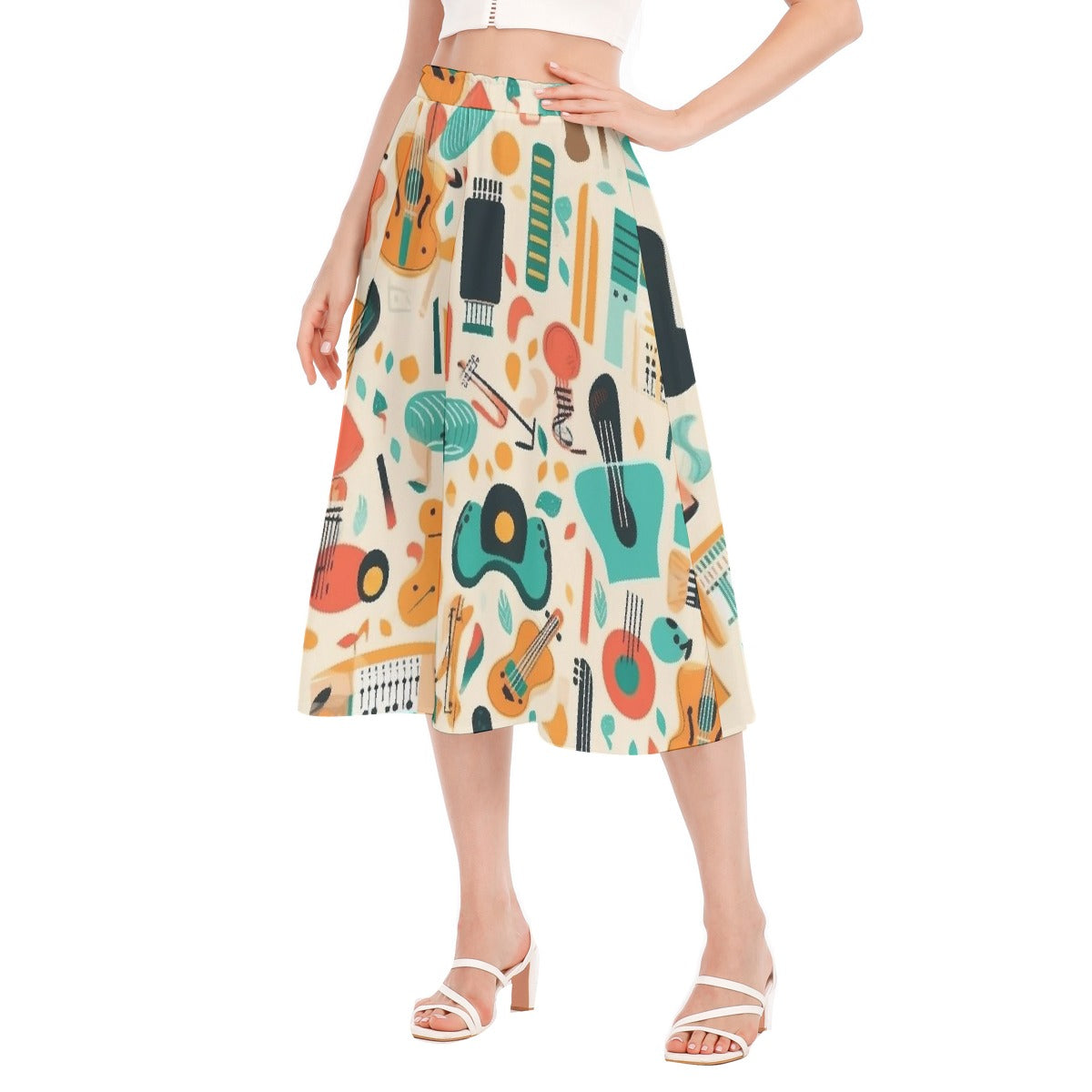 All-Over Print Women's Long Section Chiffon Skirt