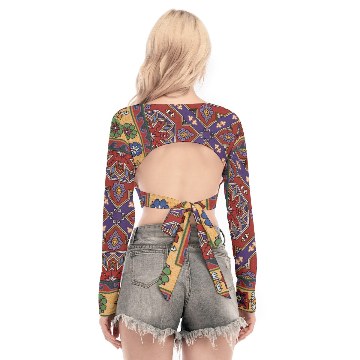 All-Over Print Women's Back Hollow T-shirt With Strap