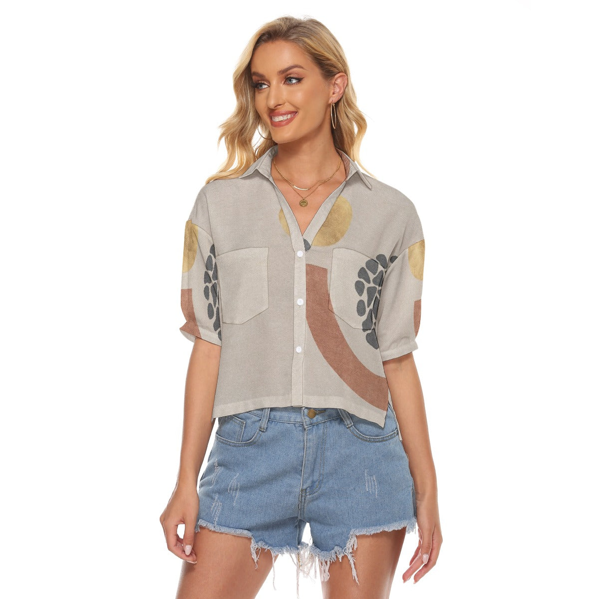 All-Over Print Women's V-neck Shirts