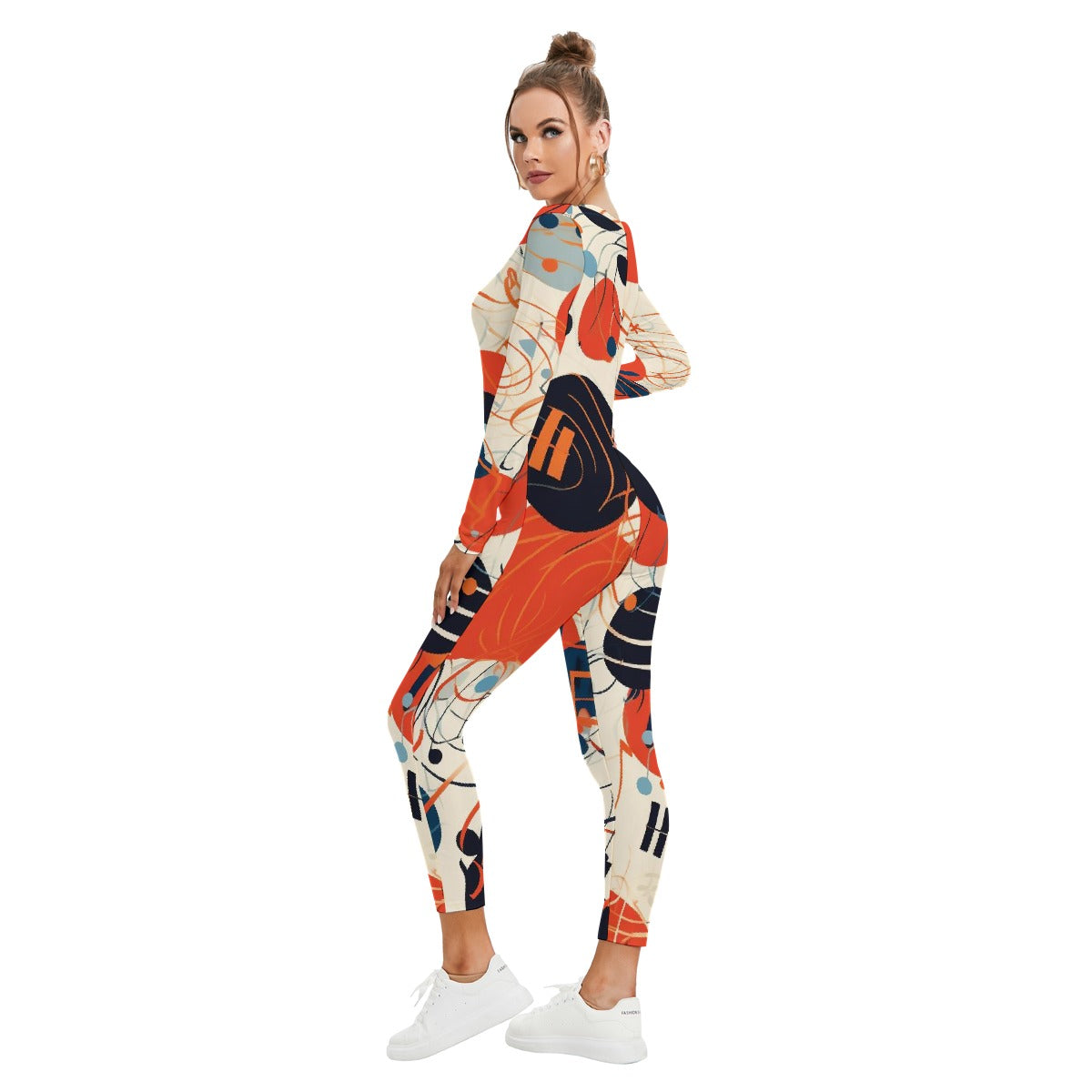 All-Over Print Women's Plunging Neck Jumpsuit