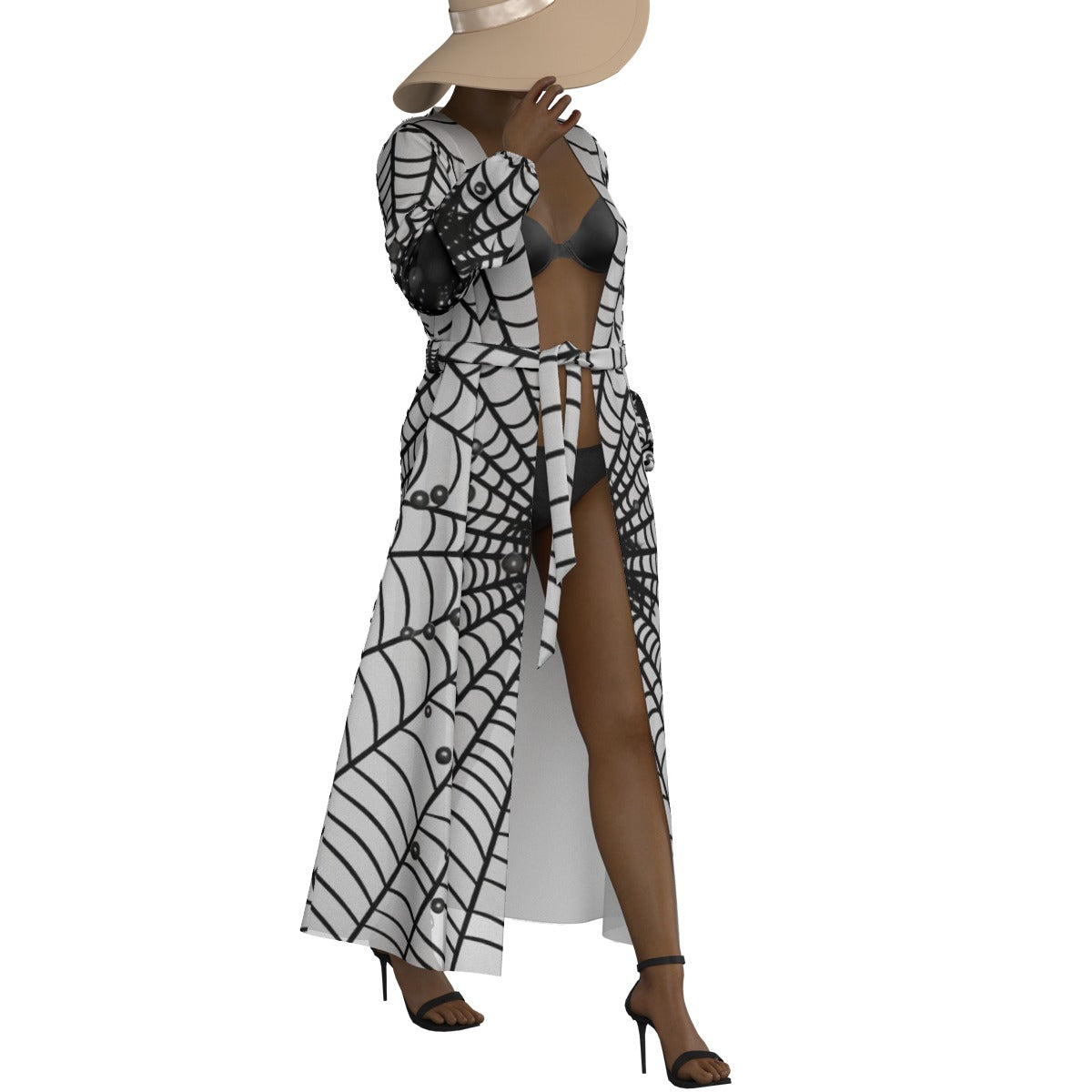 All-Over Print Women's Lace-up Chiffon Robe