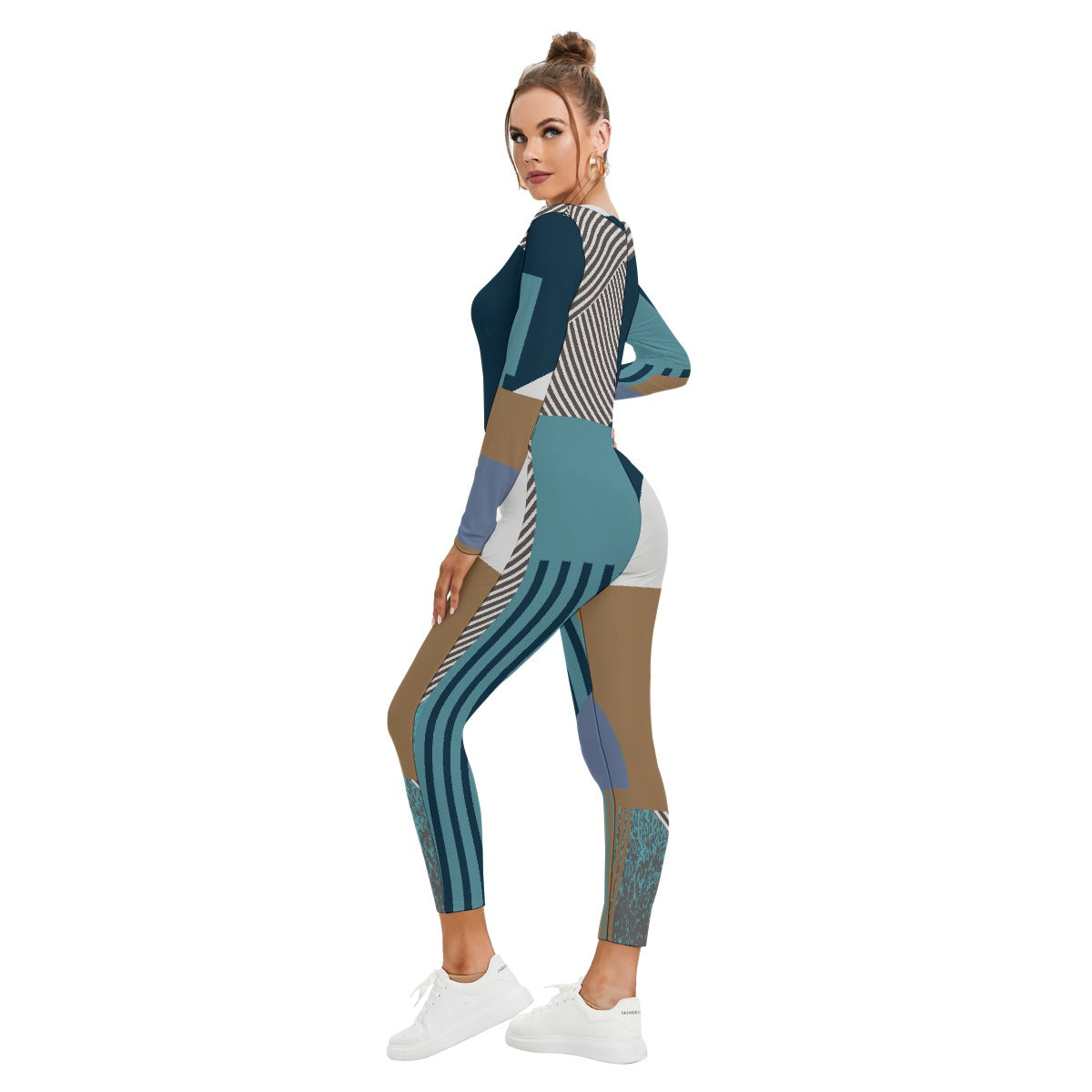 All-Over Print Women's Plunging Neck Jumpsuit