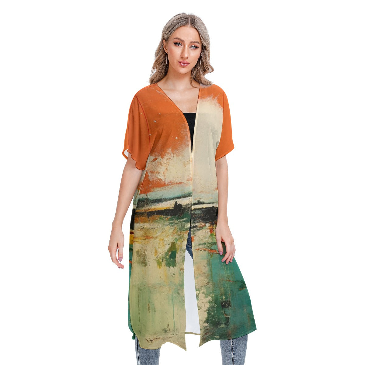 All-Over Print Women's Short Sleeve Cardigan