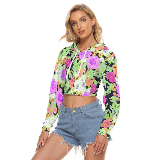 All-Over Print Women's Crop Top Hoodie|Velvet