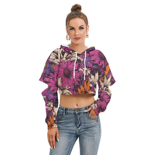 All-Over Print Women's Heavy Fleece Hoodie With Hollow Out Sleeve
