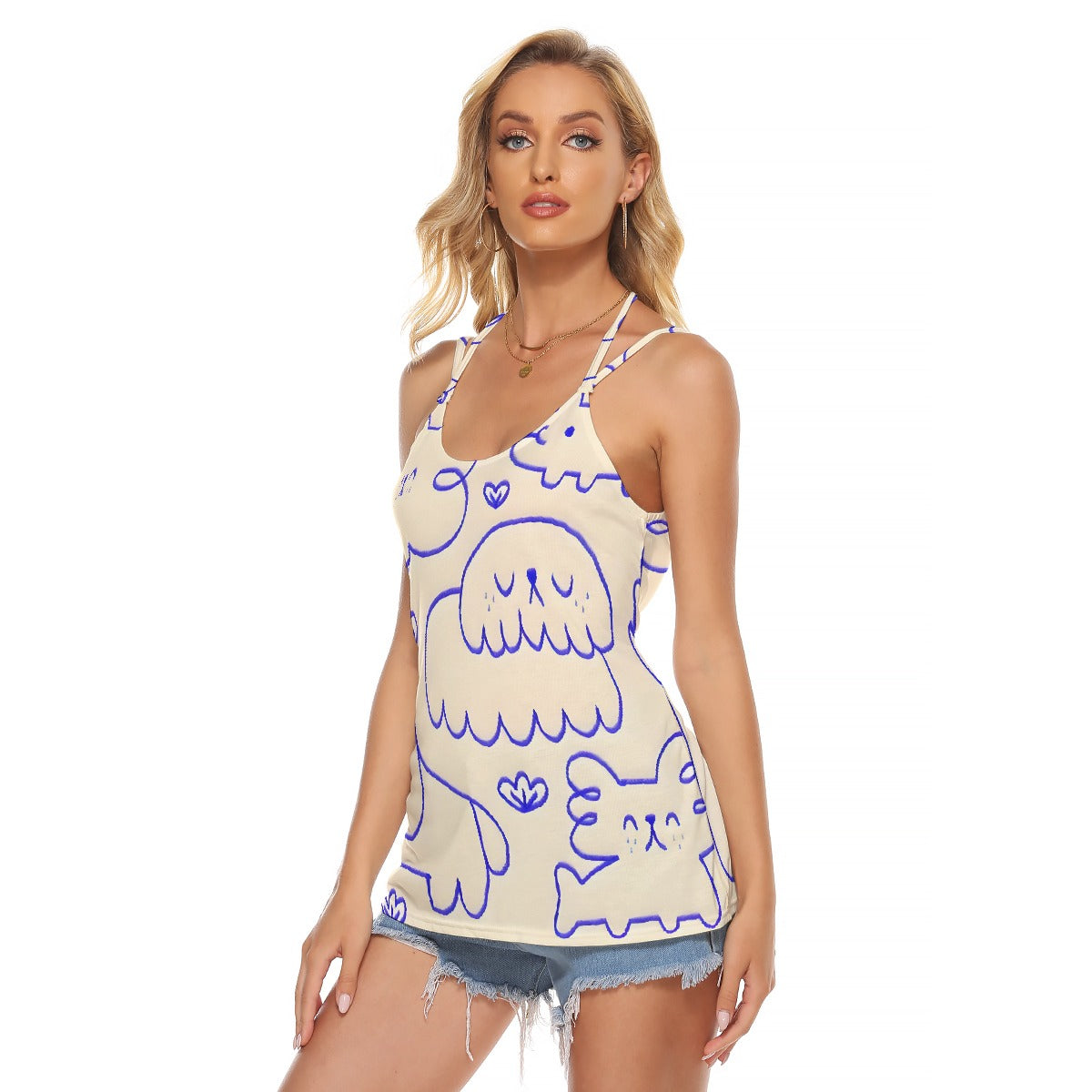 All-Over Print Women's Halter Top With Backless