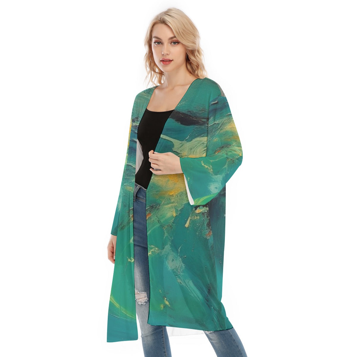 All- Over Print Women's Long Sleeve Mesh Cardigan